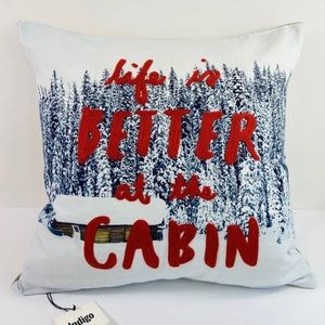 Set of 2 ~ Indigo Pillow Covers “Life Is Better At The Cabin” ~ Brand New